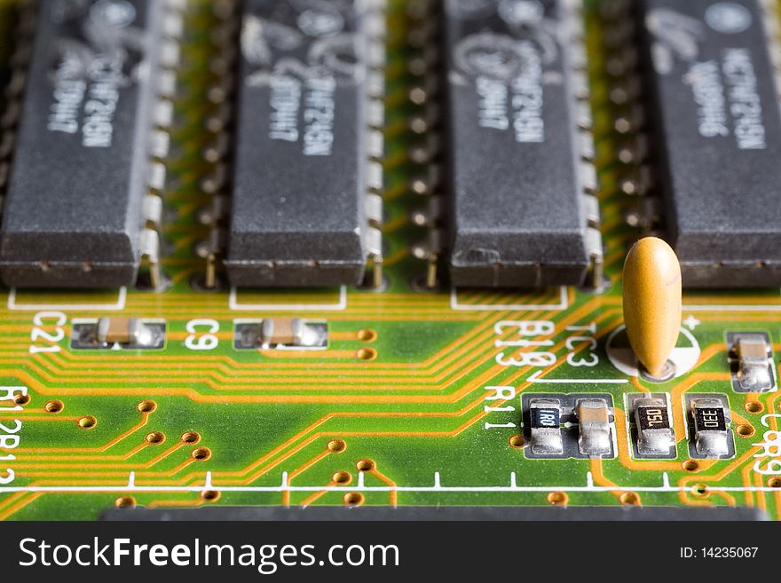 Closeup of electronic circuit board