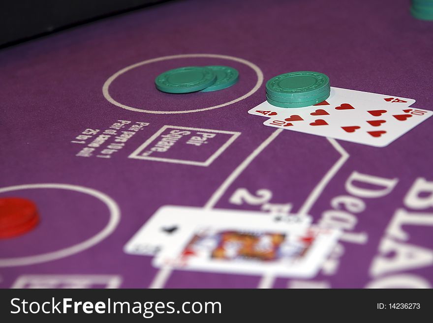 Gambling chips on table - Blackjack