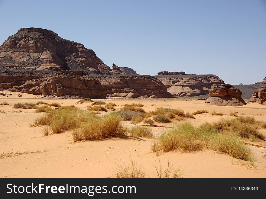 Landscape in the desert of Libya, in Africa. Landscape in the desert of Libya, in Africa