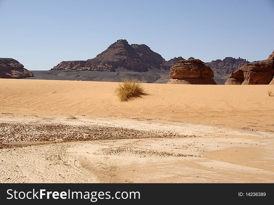 Landscape in the desert of Libya, in Africa. Landscape in the desert of Libya, in Africa