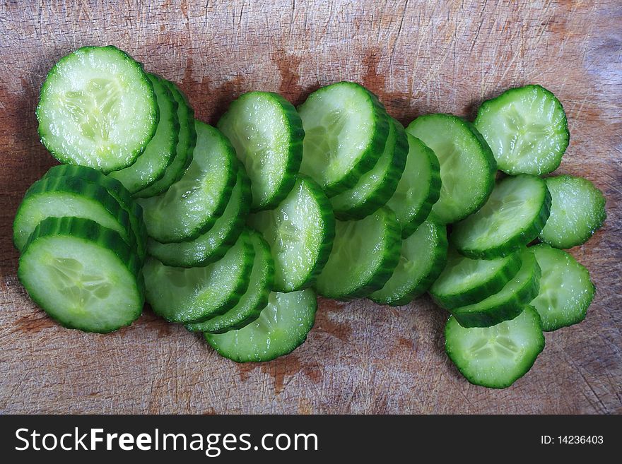 Chopped fresh green cucumber