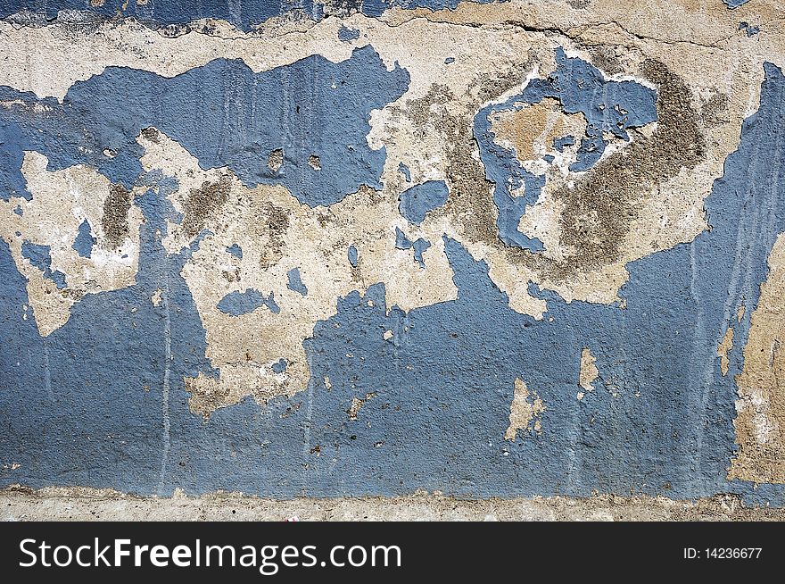 Old Dilapidated Plastered Stone Wall