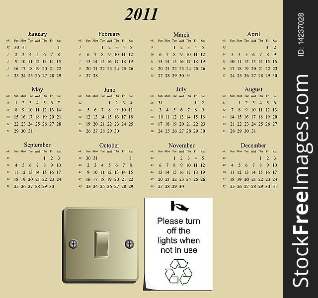 2011 calendar with a conserve energy message