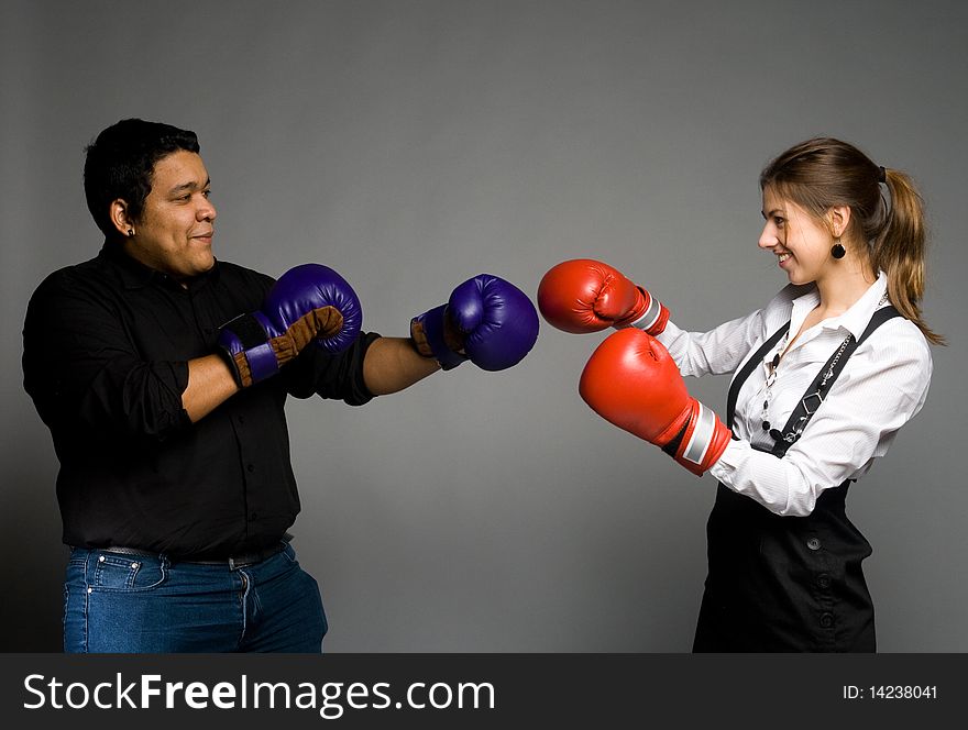 Young Couple Boxing