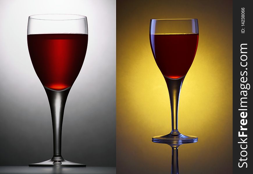 Glass of Wine with background yellow-champagne and white-gray