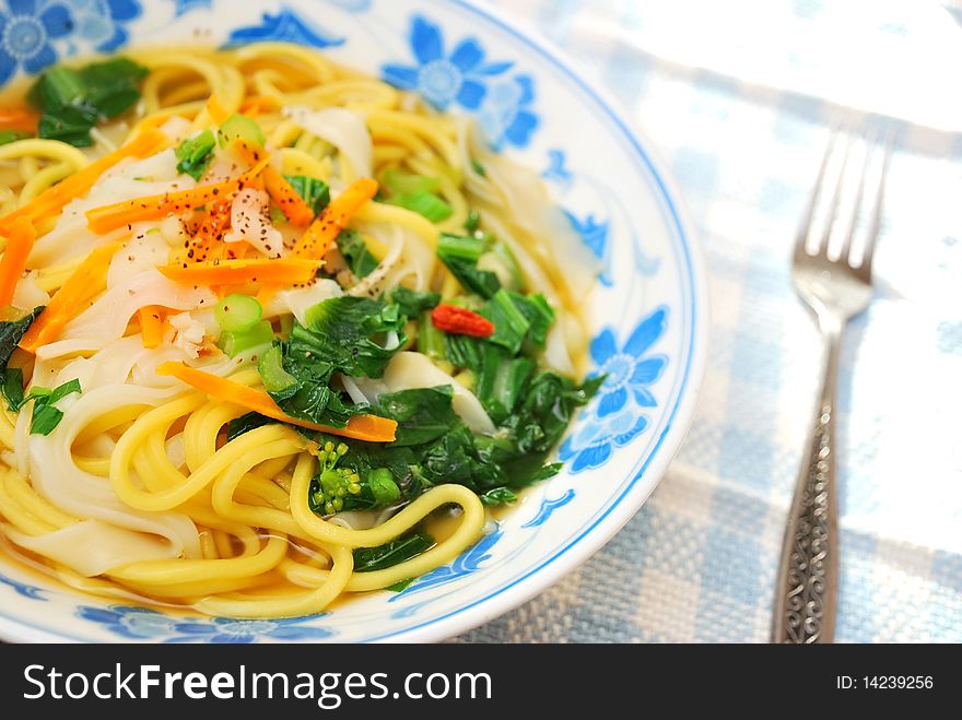 Colorful Asian Style Soup Noodles