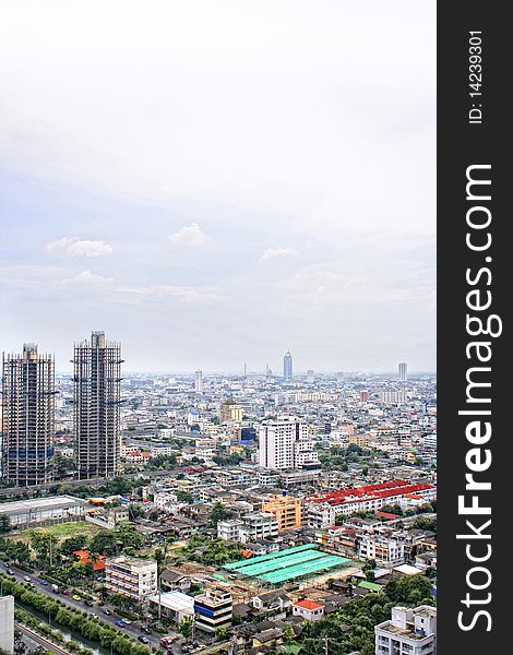 High angle view of Bangkok.
