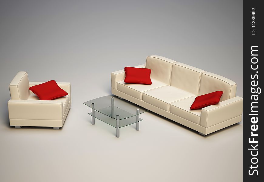 Sofa & armchair with glass table. Sofa & armchair with glass table