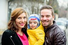 Happy Loving Family. Mother, Father And Child. Stock Photo