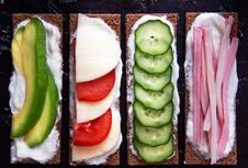 Healthy Different Rye Sandwiches From Whole Grain Rye Crispbread. The Concept Of Healthy Eating Stock Images Healthy Different Rye Sandwiches From Whole Grain Rye Crispbread. The Concept Of Healthy Eating Stock Images
