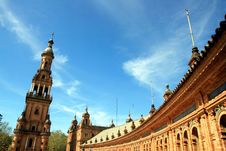 Sevilla, Plaza De Espana Palace Tower. Spain Stock Photo Sevilla, Plaza De Espana Palace Tower. Spain Stock Photo