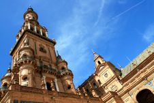 Sevilla, Plaza De Espana Palace Tower. Spain Royalty Free Stock Photos Sevilla, Plaza De Espana Palace Tower. Spain Royalty Free Stock Photos