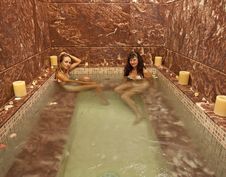Two Girls In A Jacuzzi Stock Images