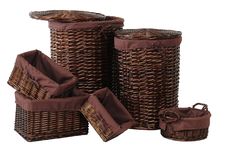 Straw Baskets. Over White Royalty Free Stock Images Straw Baskets. Over White Royalty Free Stock Images