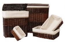 Straw Baskets. Over White Stock Photography Straw Baskets. Over White Stock Photography