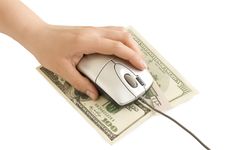 Computer Mouse In Hand, The Dollar Stock Photo Computer Mouse In Hand, The Dollar Stock Photo