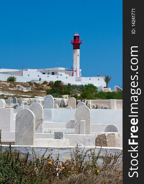 Cemetery and beacon. Tunis. Mahdia