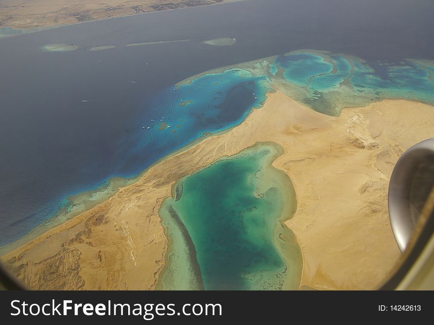Flying over red sea