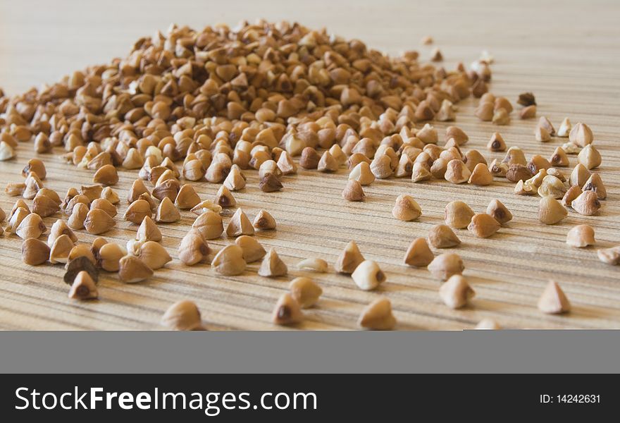 Sprinkled buckwheat on the table