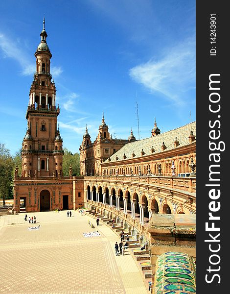 View of Plaza de Espana in Sevilla, Spain. View of Plaza de Espana in Sevilla, Spain