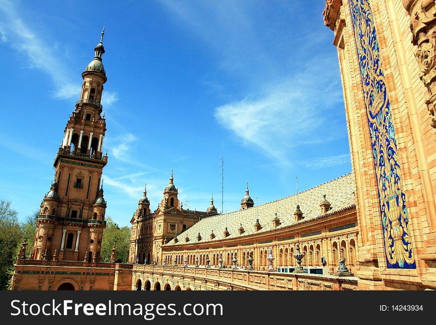 View of Plaza de Espana in Sevilla, Spain. View of Plaza de Espana in Sevilla, Spain