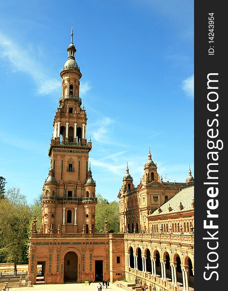 Sevilla, Plaza de Espana Palace tower. Spain