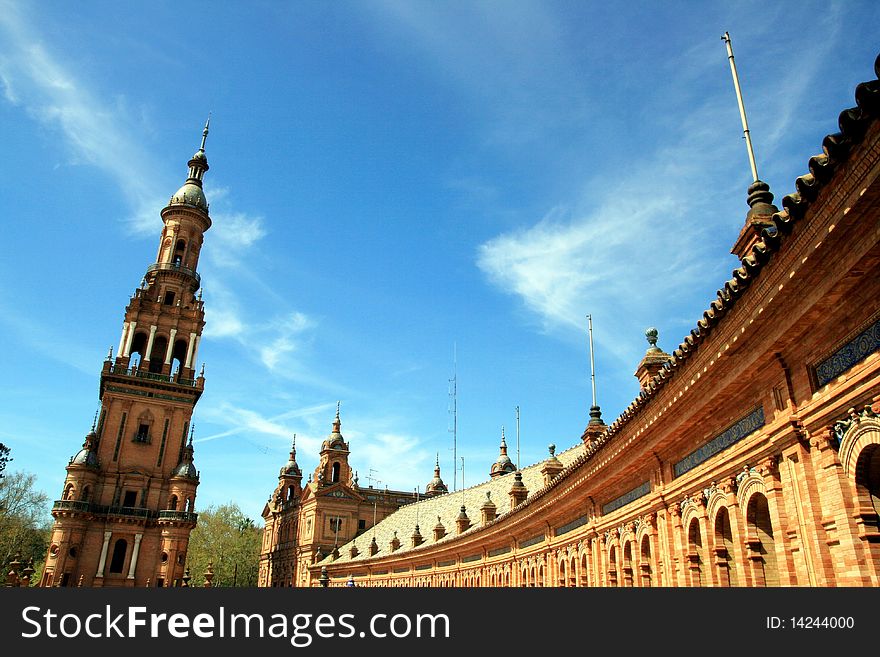 View of Plaza de Espana in Sevilla, Spain. View of Plaza de Espana in Sevilla, Spain