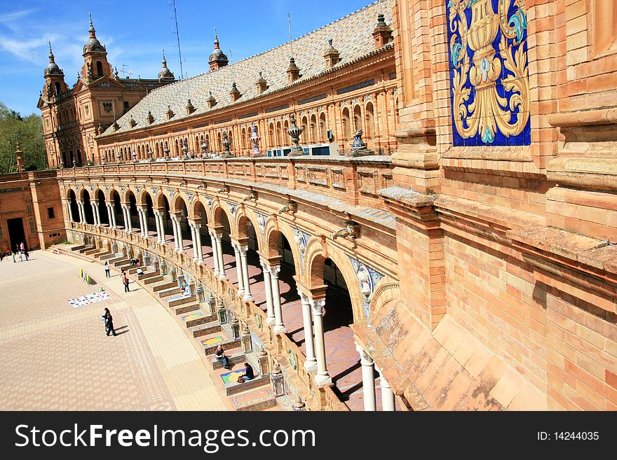 View of Plaza de Espana in Sevilla, Spain. View of Plaza de Espana in Sevilla, Spain