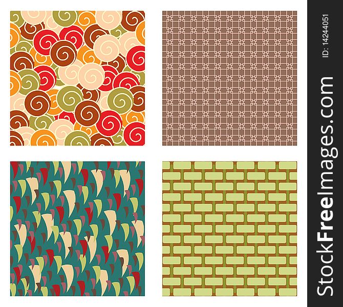 Four seamless vector patterns in different colors