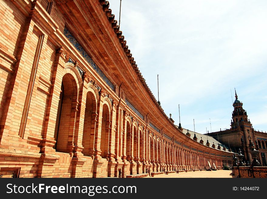 View of Plaza de Espana in Sevilla, Spain. View of Plaza de Espana in Sevilla, Spain