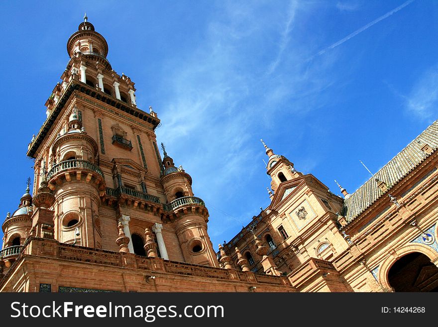 Sevilla, Plaza de Espana Palace tower. Spain