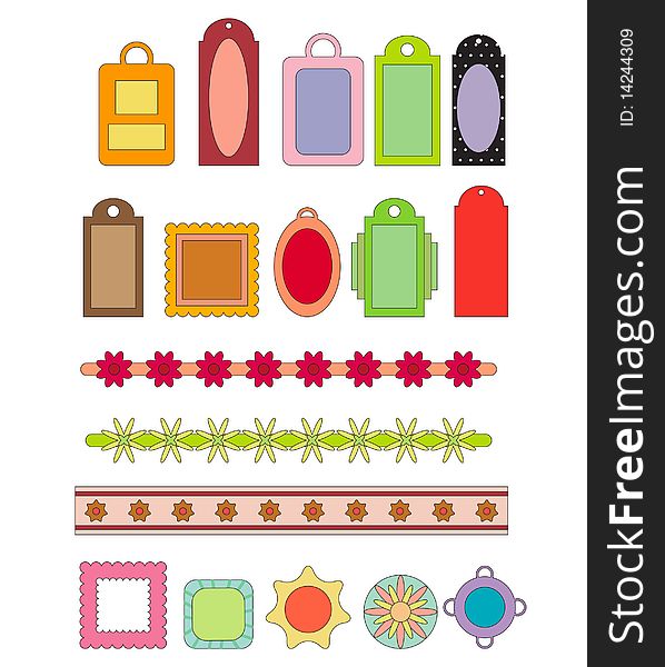 Scrap-booking elements in different colors