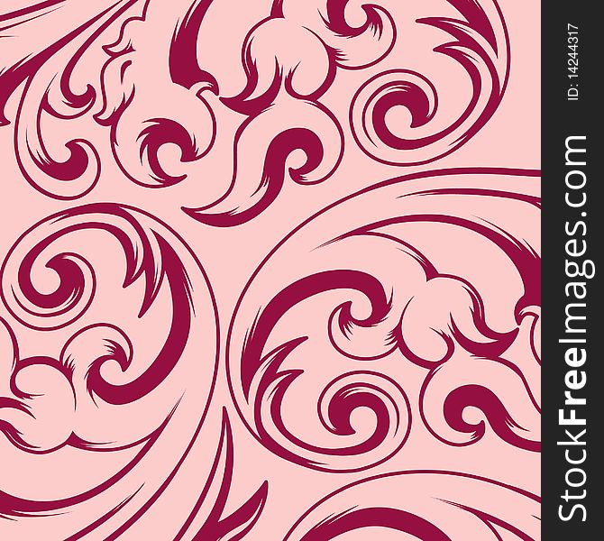 Seamless vintage background pattern on pink background