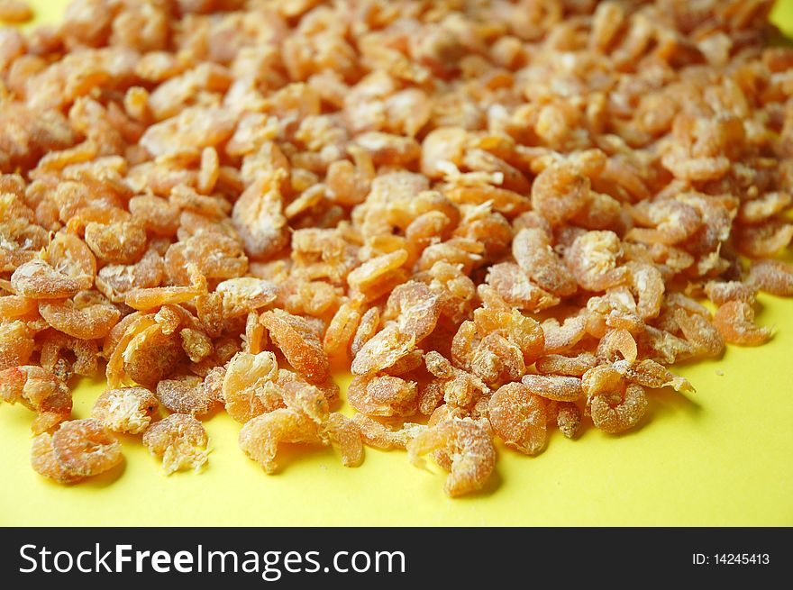 Isolated macro image of dried shrimps