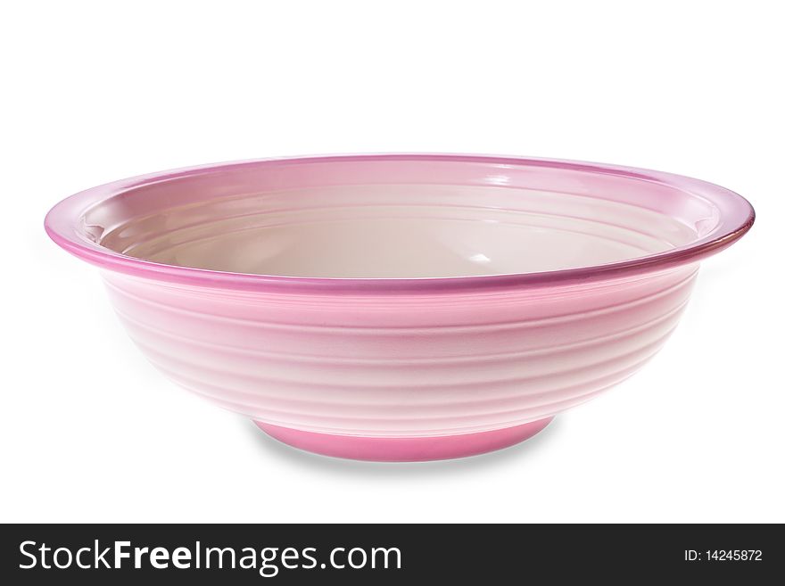 Isolated Pink Clay Bowl