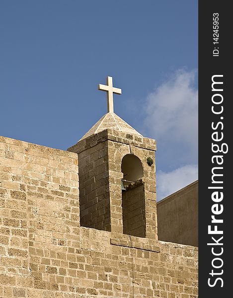 Cross on top of church, old Jaffa, Israel