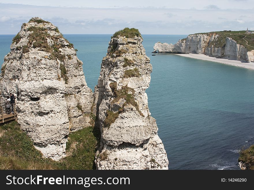 The famous cliffs at Ã‰tretat, Normandy, France