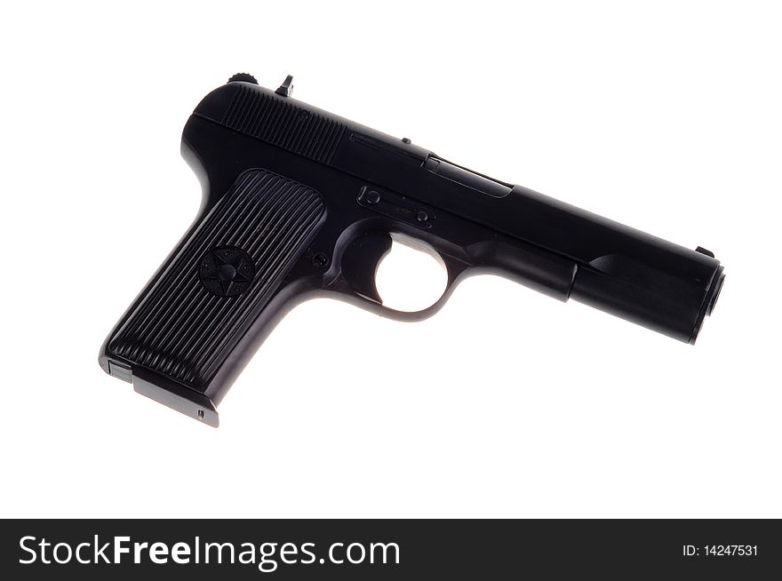 Black gun isolated on a white background. Black gun isolated on a white background