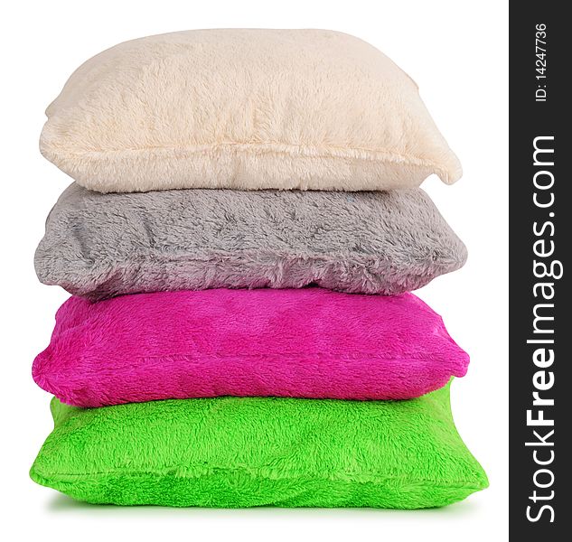 Colorful pillows isolated over white. Colorful pillows isolated over white.