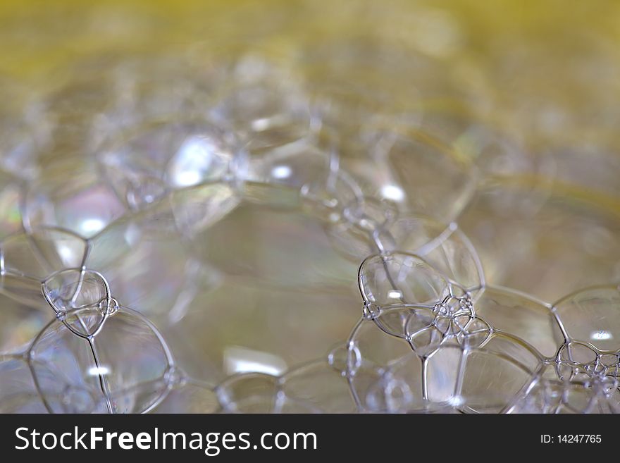 Soap bubbles in close up in studio setting