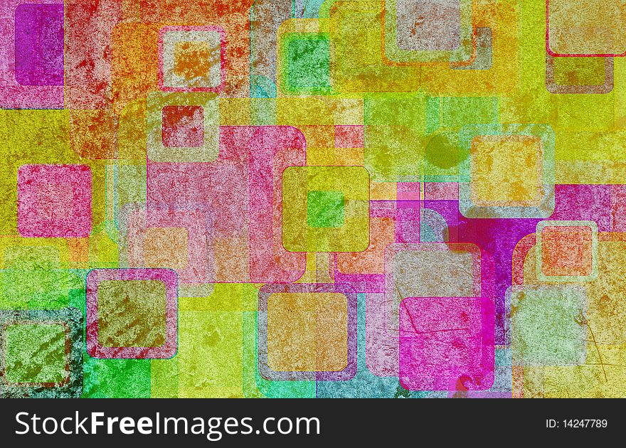 Grunge squares on the wall, abstract background