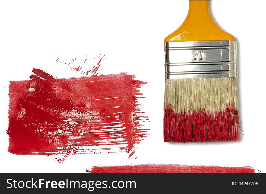 Paint brush with color painting on a white background
