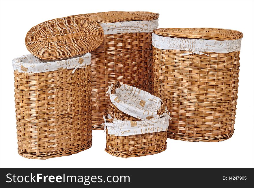 Straw Baskets. Over White