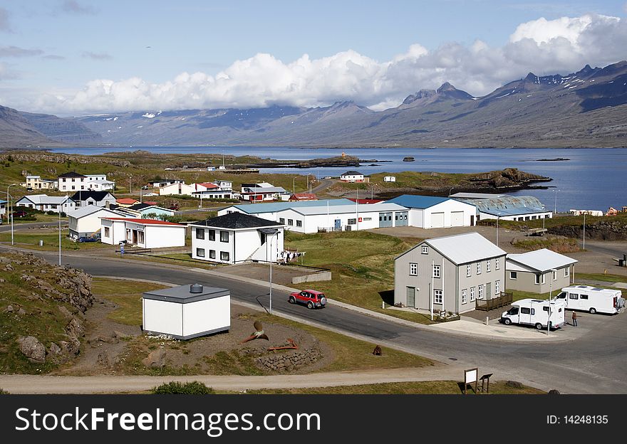 Landscape of Djupivogur - beautiful mountain town in eastern Iceland. Landscape of Djupivogur - beautiful mountain town in eastern Iceland