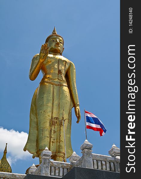 Walking Buddha with Thailand flag