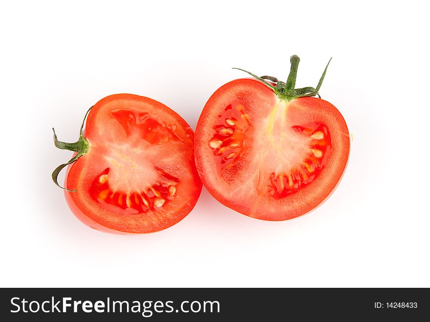 Ripe Tomatoes on a white background
