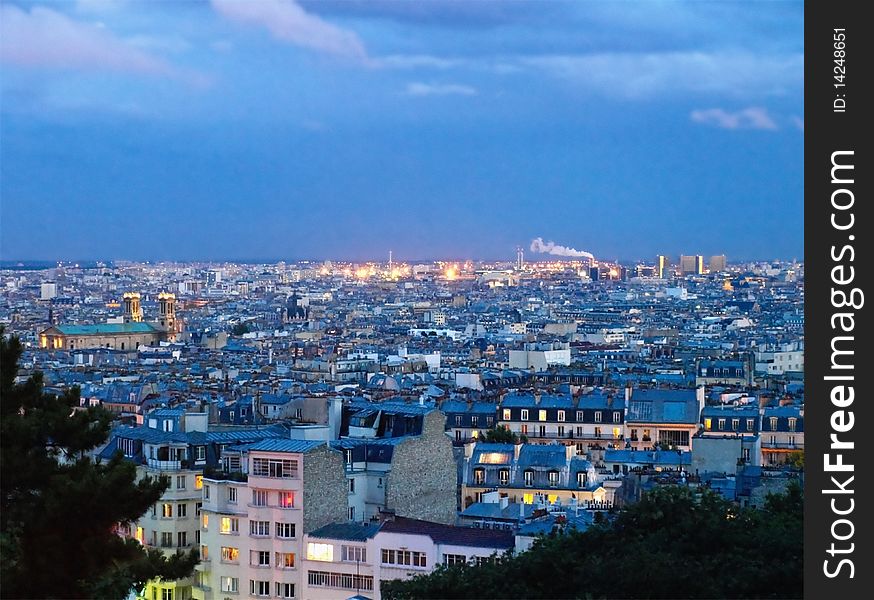 Panorama of Paris by night from the Sacre Coeur of Montmartre. Panorama of Paris by night from the Sacre Coeur of Montmartre.