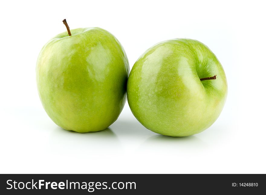 Green Apples over white background