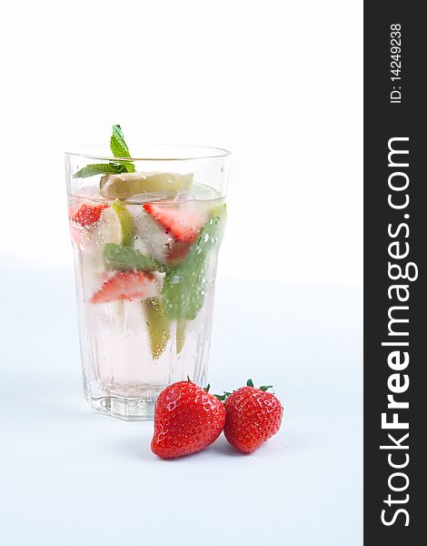 Mojito cocktail with a strawberrt
