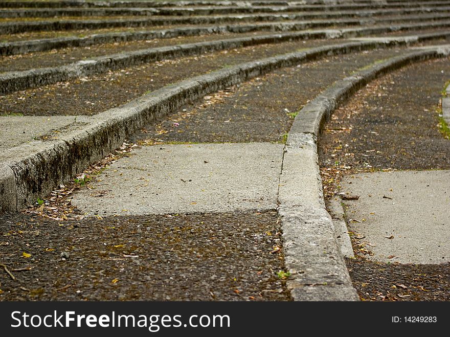 Outdoor curved stairs in park, close up view. Outdoor curved stairs in park, close up view